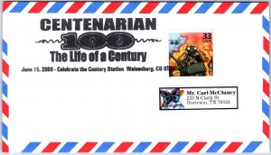 US SPECIAL EVENT COVER POSTMARK CENTENARIAN 100 AT WALSENBURG COLORADO 2000