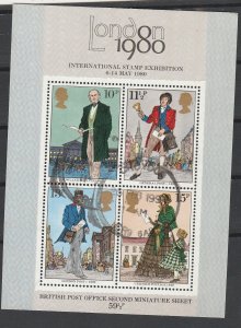 $1. 99CENT STARTS #39 GREAT BRITIAN 1980 STAMP EXPO S/S USED