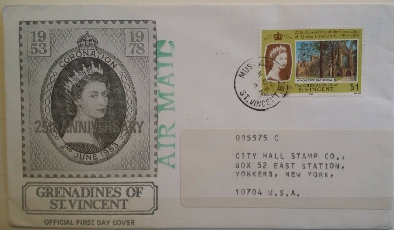 Grenadines of St Vincent 1978 QE II Coronation Airmail FDC & 1977 $5 Booklet