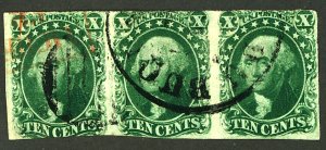 U.S. #15 USED STRIP OF 3