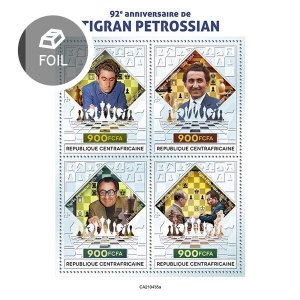 C A R - 2021 - Tigran Petrossian - Perf Silver 4v Sheet - Mint Never Hinged