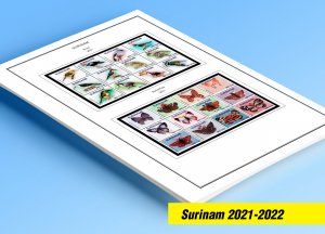 COLOR PRINTED SURINAM 2021-2022 STAMP ALBUM PAGES (14 illustrated pages)