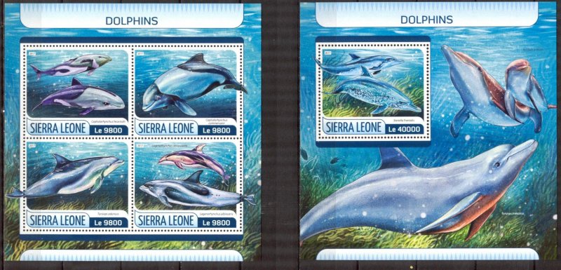 Sierra Leone 2017 Marine Life Dolphins II sheet + S/S MNH