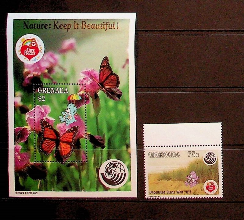GRENADA Sc 2159-60 NH 1V+S/S OF 1992 - NATURE - BUTTERFLIES - (DF25)