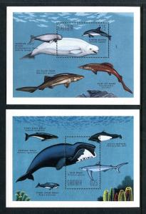 Gambia 1696-1697, MNH, Marine Life, Marine Mamals, 1995. x18572