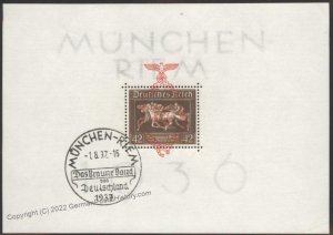 Germany 1937 Munich Muenchen Brown Band Horse Race Mi Block 10 Used 108874