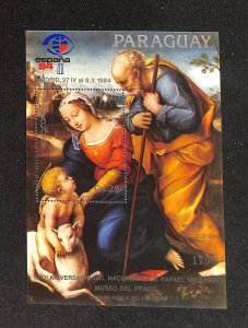 Paraguay, Postage Stamp, #C566 Sheet Mint NH, 1984 art, Rafael, Christianity