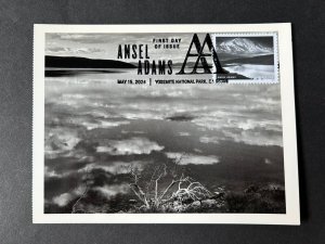 Ansel Adams 2024 FDC Maxicard Maximum Postcard Mono Lake Cloud Reflection CA