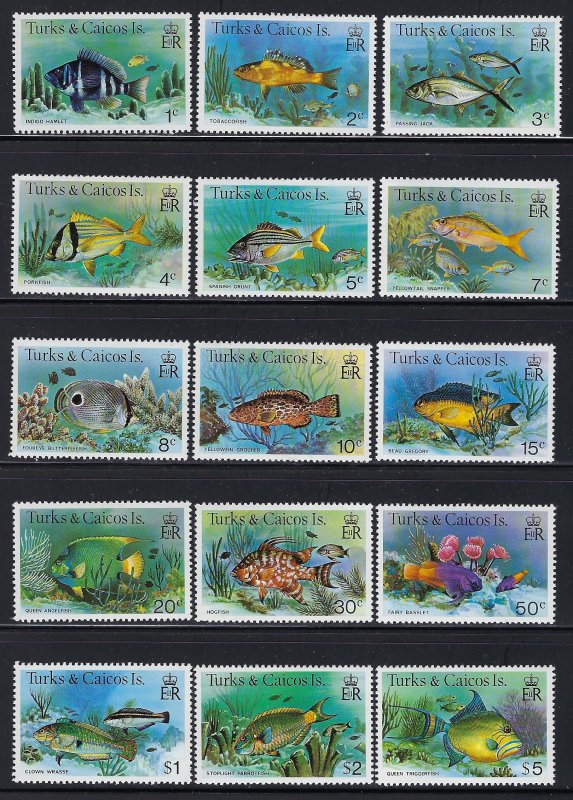 Turks and Caicos Islands Scott 360-374 Mint Never Hinged - Fish