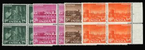 India #316-319 Cat$233+, 1959 1r-10r, four high values in blocks of four, nev...