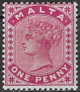 Malta 1d carmine rose QV issue of 1885, Scott 9 MH