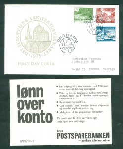 Norway.1975 FDC. With Adv. Insert. Architect Heritage Year. Sc# 651-52-53. Adr.