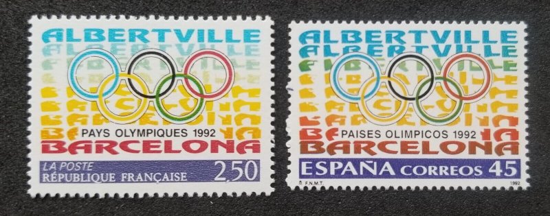 *FREE SHIP France - Spain Joint Issue Olympic Games 1992 Sport (stamp pair) MNH