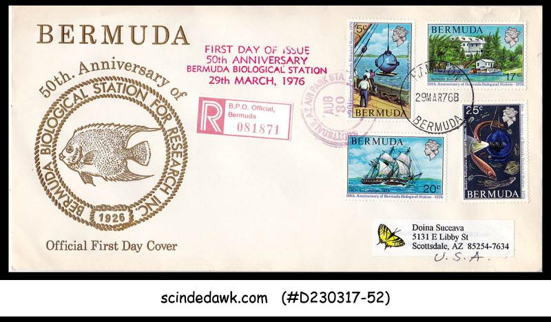 BERMUDA - 1976 50th Anni of BERMUDA BIOLOGICAL STATION FOR RESEARCH INC.FDC REG