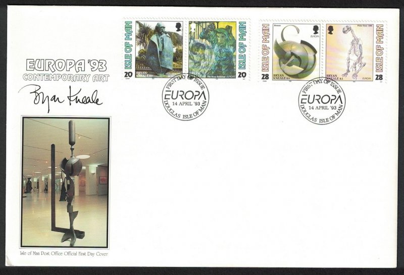 SALE Isle of Man Painting Statue Sculpture Europa Contemporary Art FDC 1993