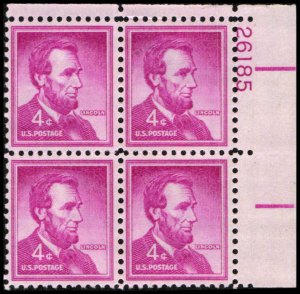 US #1036a LINCOLN MNH UR PLATE BLOCK #26185