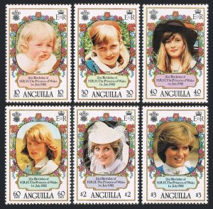 Anguilla 485-490,491,MNH.Michel 483-488,Bl.43. Princess Diana,21th birthday,1982