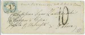 BK1754 - ARGENTINA - POSTAL HISTORY - EARLY COVER to ITALY Taxed on arrival 1870