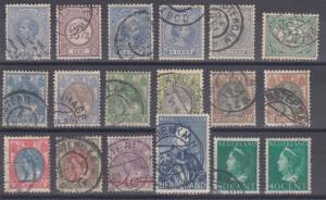 Netherlands Sc 23/225 used 1872-1947, 18 diff early issues, VF