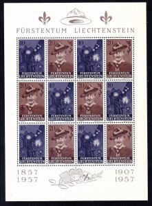 Liechtenstein 316a (315-16) MNH 1957 Boy Scout 60th Anniversary Souvenir Sheet