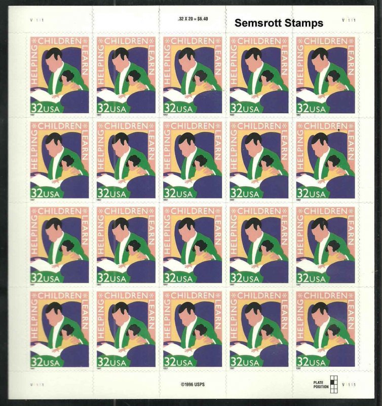 # 3125 US Helping Children Learn / Teaching / School 32¢ MNH Sheet