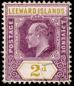 LEEWARD ISLANDS SG31, 2d dull purple & ochre, V.FINE USED. Cat £25. WMK MULT CA