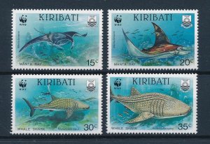 [53839] Kiribati 1991 Marine life manta rays whale sharks WWF  MNH