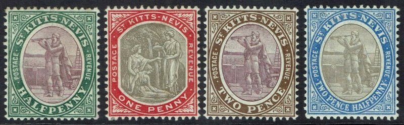 ST KITTS NEVIS 1903 COLUMBUS 1/2D - 21/2D WMK CROWN CA