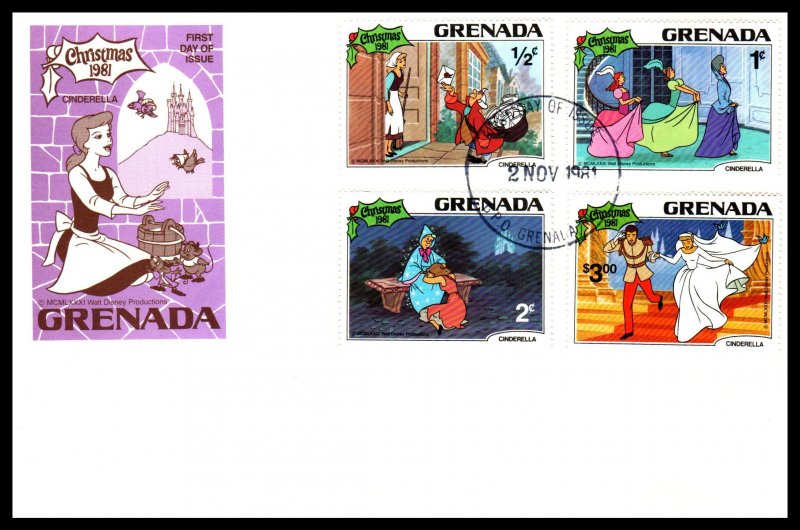 Grenada 1063-1072 Disney's Set of Three U/A FDC