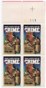 Scott #2102 McGruff CrimeDog Take a Bite Out of Crime Block of 4 Stamps - MNH