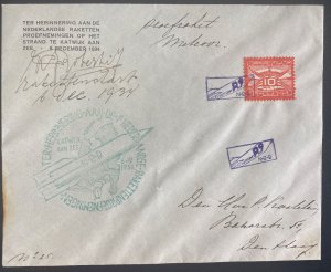 1934 Netherlands Rocket Flight Mail Cover To The Hague Pilots Signed