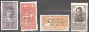 Bolivia Scott C59-C62 MH* 1937 Airmail overprints 