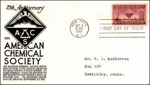 Scott 1002 - 3 Cents Chemical Society Anderson FDC Typed Address Planty 1002-2