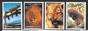 ST. THOMAS & PRINCE ISL. Sc 1237-40 NH ISSUE OF 1996 - WILD ANIMALS