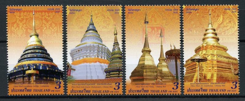Thailand 2018 MNH Vesak Day 4v Set Temples Buddhism Architecture Stamps
