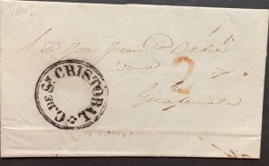 O) 1842 MEXICO, SAN CRISTOBAL CHIAPAS,  CIRCULAR CANCELLATION, 2 reales STRIKE