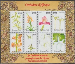 BURKINA FASO Sc# 1162a-h MNH SHEET I of 8 DIFFERENT ORCHIDS