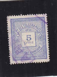 Dominican Republic: Telegraph Stamp< Barefoot #4, Used (37764)