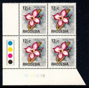 Rhodesia - 1974 12½c 1B Plate Block MNH** SG 499