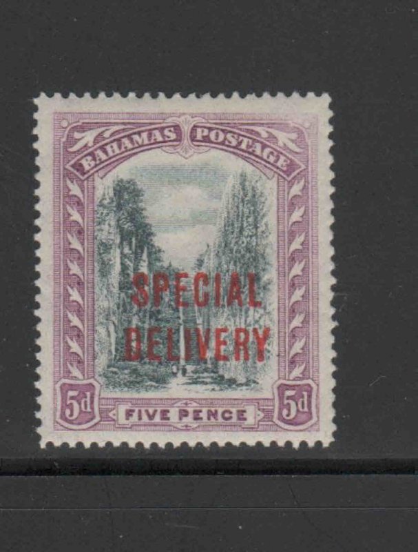 BAHAMAS #E3  1918  5p QUEENS STAIRCASE OVPRT   MINT VF LH  O.G