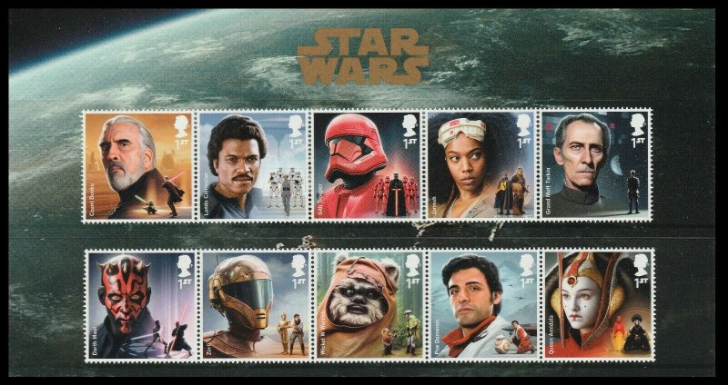 GB 4292-4301  Star Wars set (10 stamps with carrier card) MNH 2019 