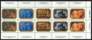 MINERALS = GOLD, COPPER = Folded Booklet pane of 10 (5x2) Canada 1992 #1440b MNH