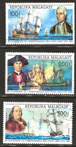MALAGASY #C164-66 USED 100,200,300fr 1982