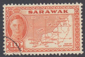 Sarawak Scott 195 - SG186, 1952 Map 10c used