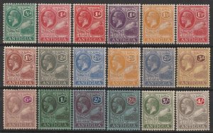 ANTIGUA 1921 KGV Badge set ½d to 4/- wmk script.