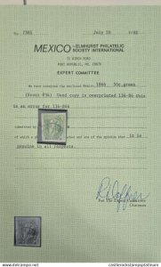 O) 1866 MEXICO, EMPEROR MAXIMILIAN, SCT 34  50c green, ELMHURST PHILATELIC  CERT