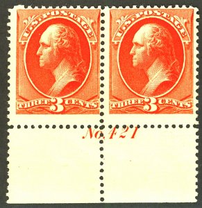 U.S. #214 MINT PL# PAIR OG NH