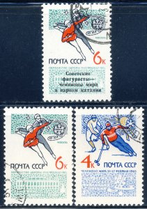 Russia 1965 Sc 2998-9 3017 World Figure Skating Championship Victory Stamp CTODG