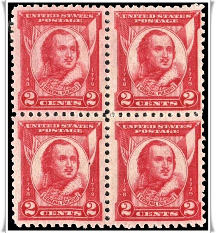 SC#690 2¢ Pulaski Issue Block of Four (1931) MNH/MLH*