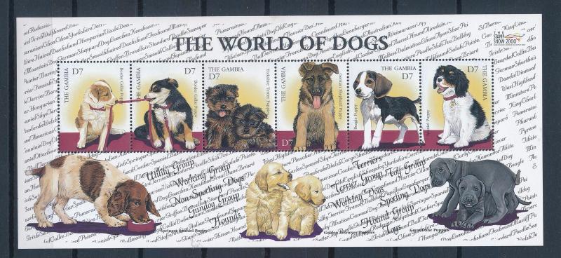 [31699] Gambia 2000 Animals Dogs Puppies MNH  Sheet